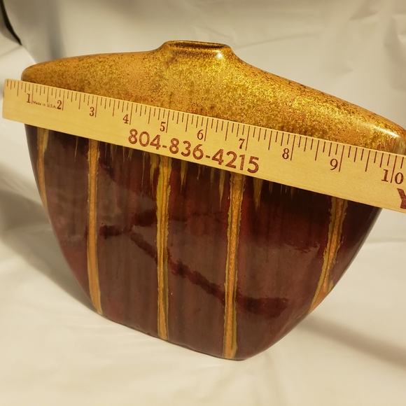 Mid Century Modern Pottery Vase Drip Glaze Unsigned - Picture 2 of 7